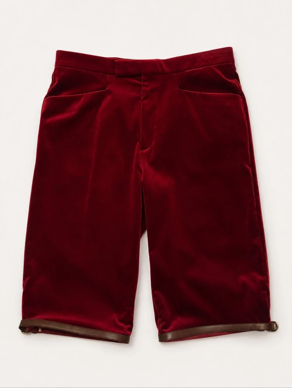 GUCCI | SS21 Bordeaux Stretch Cotton Velvet Buckle Shorts NWT IT 48 US 32